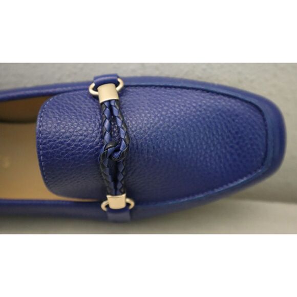 Talbots Women Sz 7.5M Blue Twilight Becca Braid Soft Pebbled Leather Flats - Picture 7 of 14